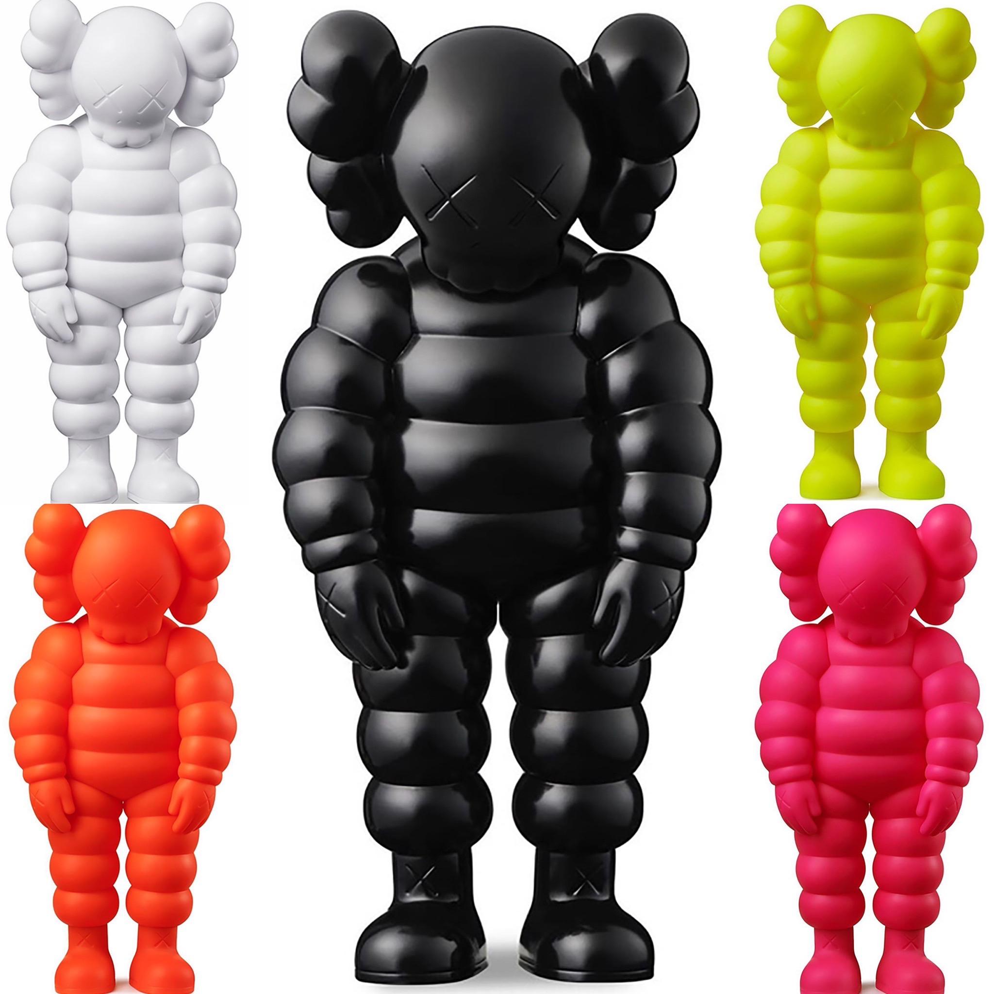 KAWS WHAT PARTY, Complete Set of 5:
5 individual KAWS Companions featuring KAWS' CHUM character in a hunched position. Published to commemorate the debut of KAWS’ larger scale sculptural version of same at K11 Musea Hong Kong & The Brooklyn Museum