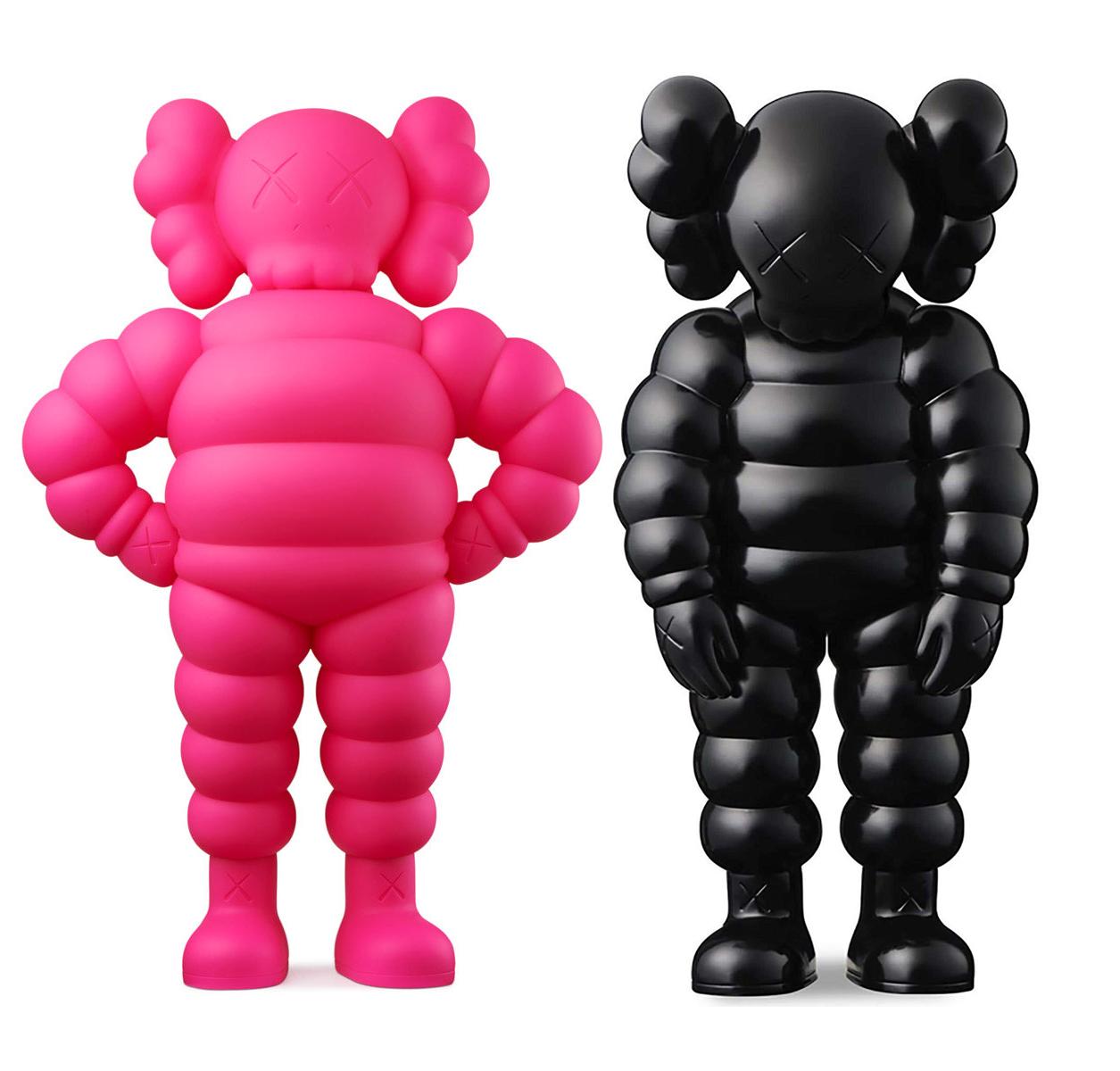 KAWS What Party & Chum (ensemble de 2 œuvres) : 
Deux compagnons KAWS individuels à l'effigie du personnage classique de KAWS' CHUM. Publié pour commémorer les débuts de la version sculpturale à plus grande échelle de KAWS au K11 Musea Hong Kong et