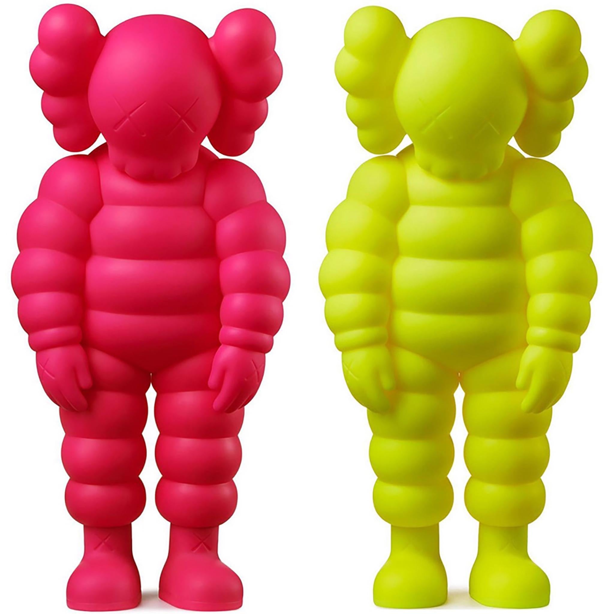 KAWS WHAT PARTY (Set of 2 works: pink & yellow)
2 individual KAWS Companions featuring KAWS' CHUM character in a hunched position. Published to commemorate the debut of KAWS’ larger scale sculptural version of same at K11 Musea Hong Kong & The