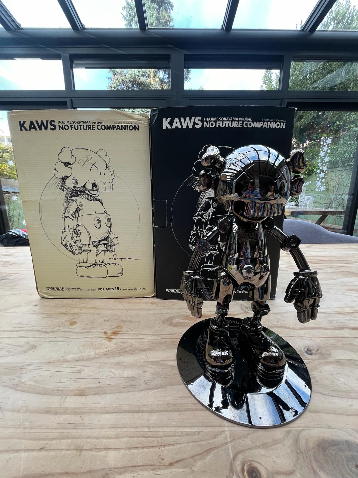 KAWS Abstract Sculpture - Kaws x Hajime Sorayama No Future Companion Black Chrome, 2008