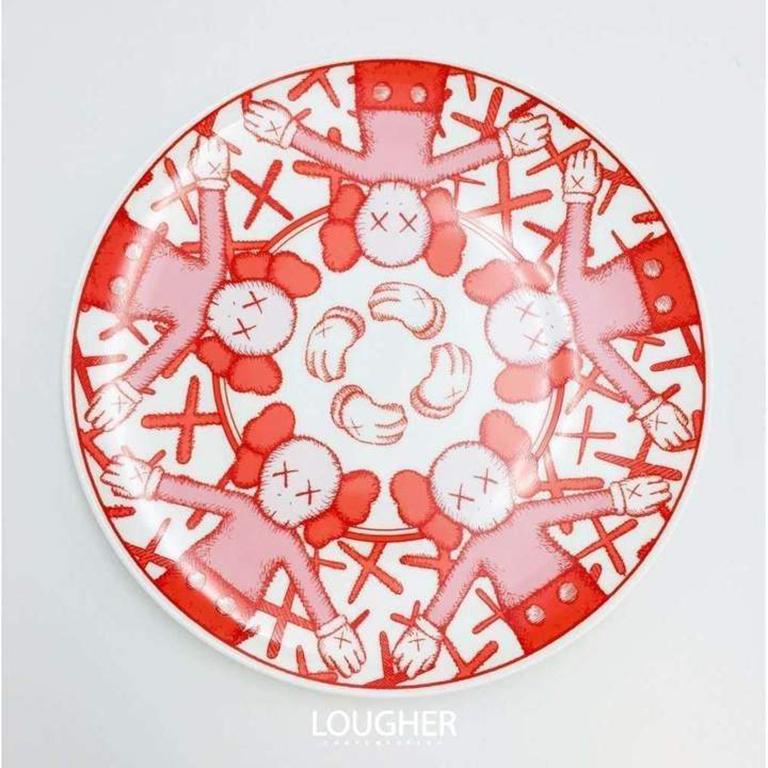Limited Ceramic Plate Set - Red (Set of 4) For Sale 1