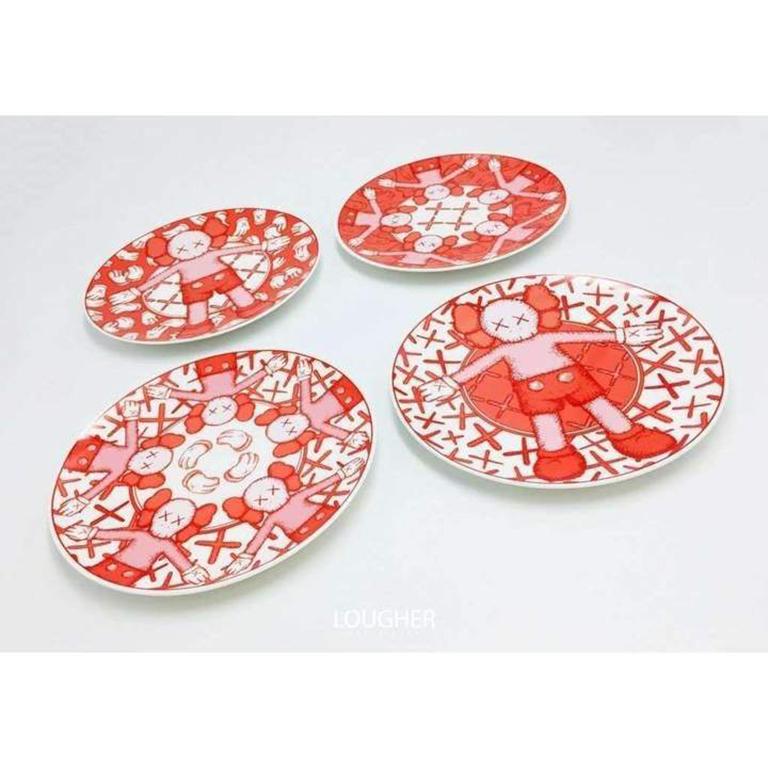 Limited Ceramic Plate Set - Red (Set of 4) For Sale 6