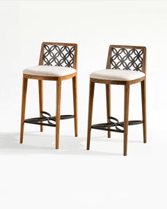 Kawung Wood & Metal Counter Stool in Teak