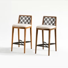Kawung Wood & Metal Counter Stool in Walnut