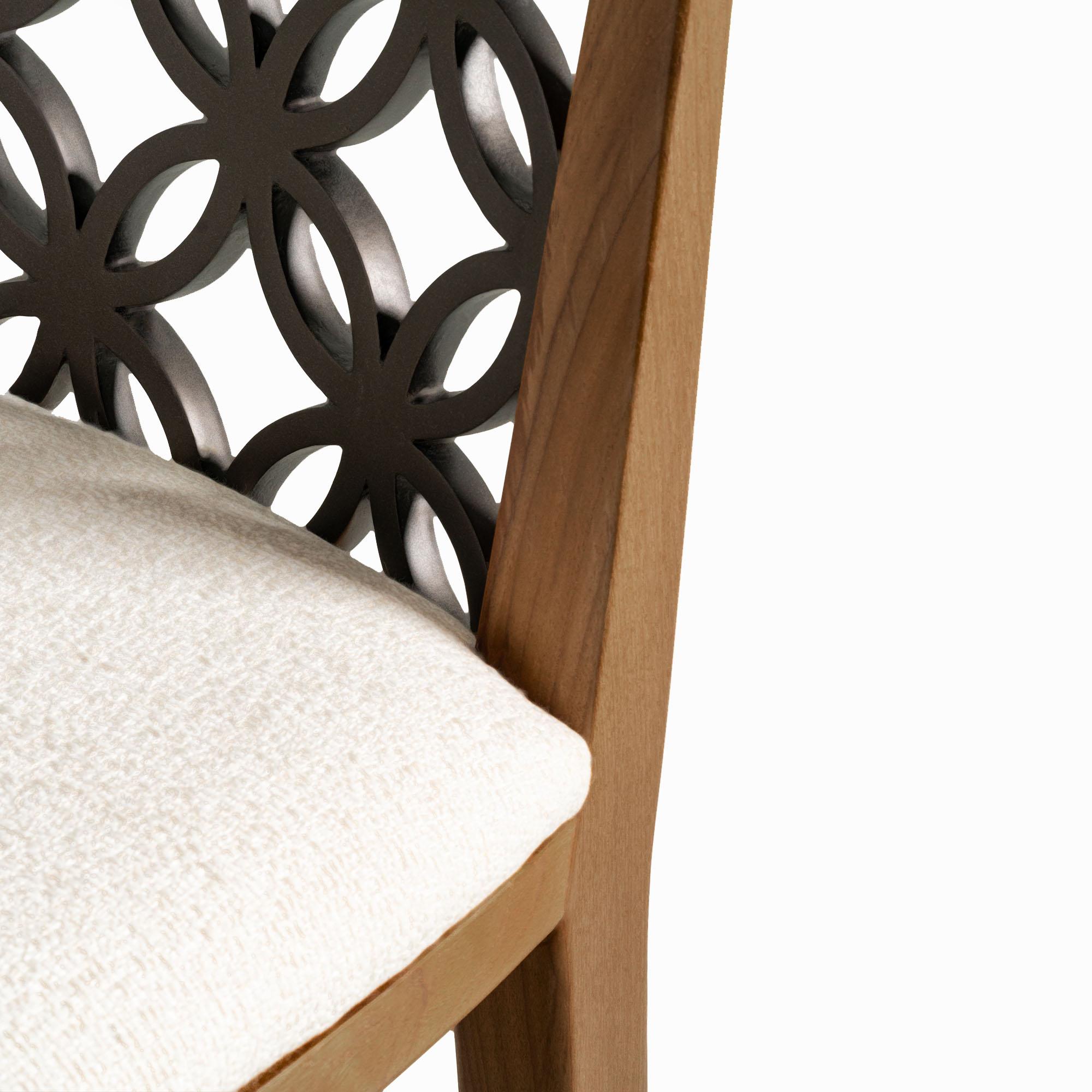 Postmoderno Kawung Wood & Metal Counter Stool in Walnut in vendita