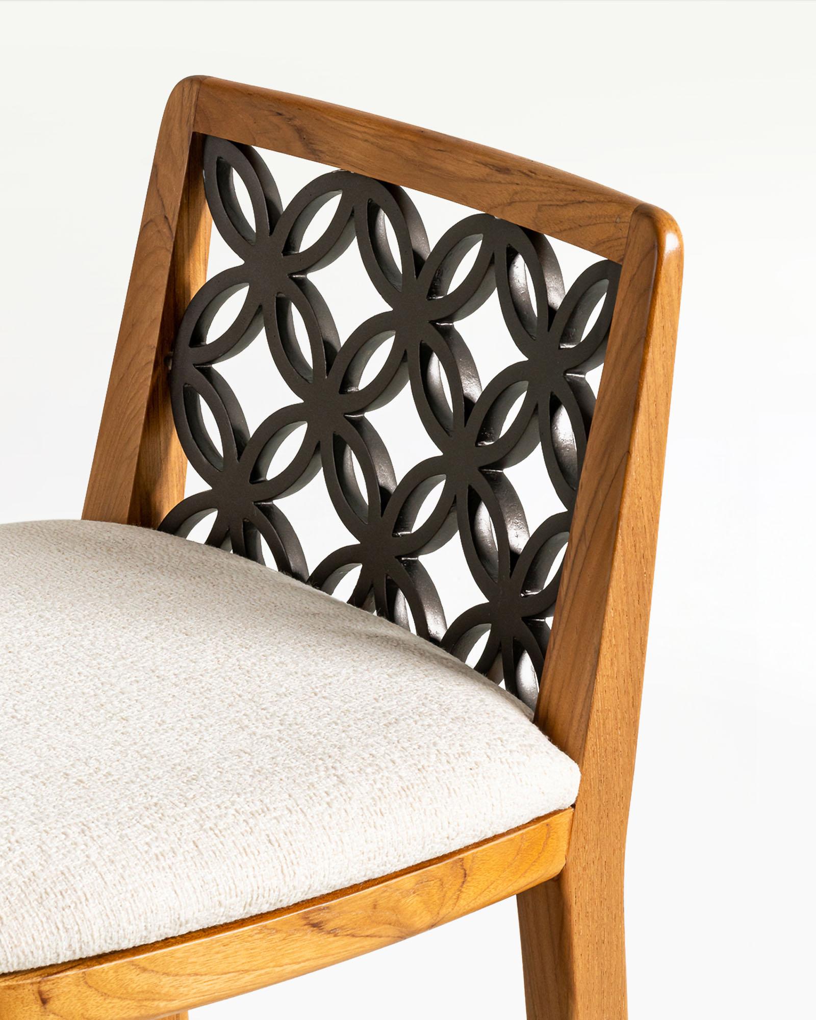 Kawung Wood & Metal Counter Stool in Teak Siglo XXI y contemporáneo en venta