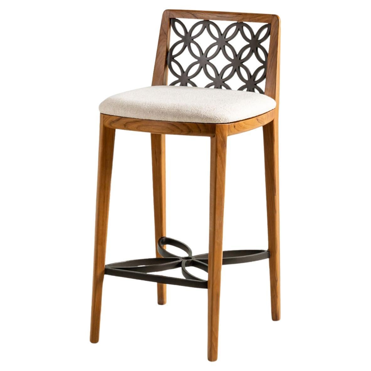 Kawung Wood & Metal Counter Stool in Teak