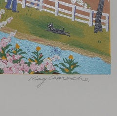 A Day on the Farm, Folk Art Screenprint by Kay Ameche