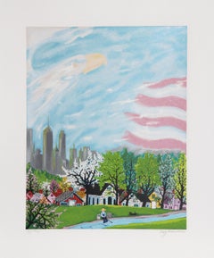 America Light of the World, Folk Art Screenprint by Kay Ameche
