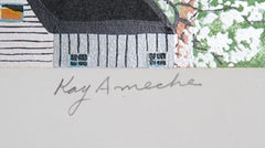 Early American Farm, Folk Art Screenprint by Kay Ameche
