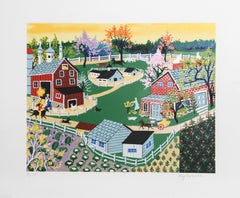 Eisenhower Farm at Gettysburg, Folk Art Screenprint by Kay Ameche