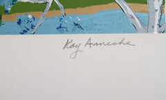 Mt. Shasta, Folk Art Screenprint by Kay Ameche