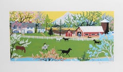 Mt. Shasta, Folk Art Screenprint by Kay Ameche