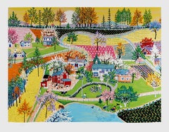 Spring in Gettysburg, Folk Art Screenprint by Kay Ameche