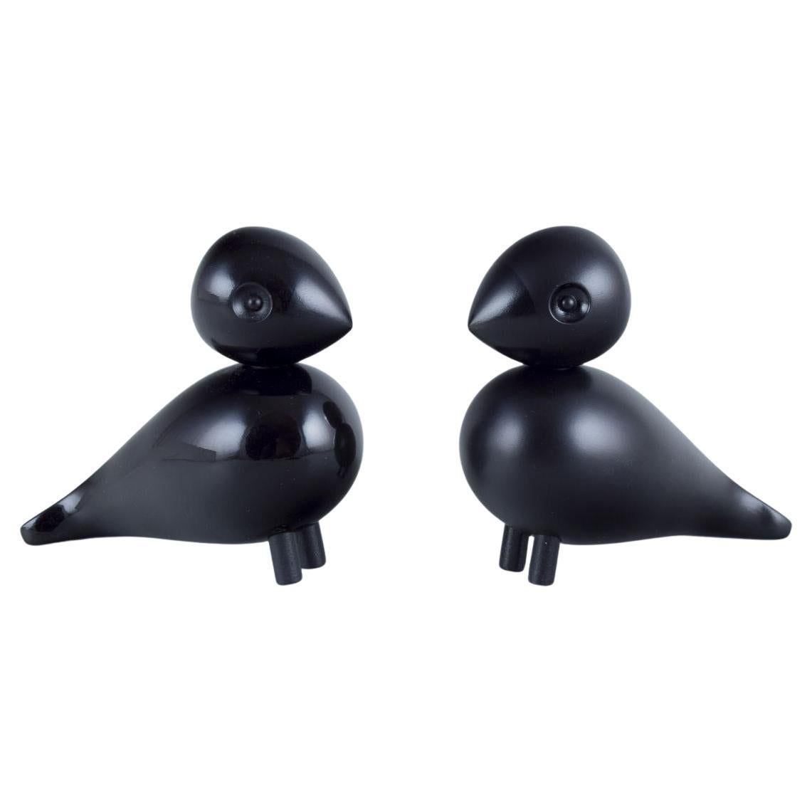 Kay Bojesen (1886-1958), Danish designer. Two wooden turtledoves in black colour For Sale