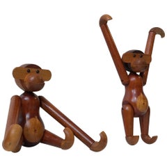 Kay Bojesen, a Pair of Vintage Monkeys with Articulated Limbs, Denmark