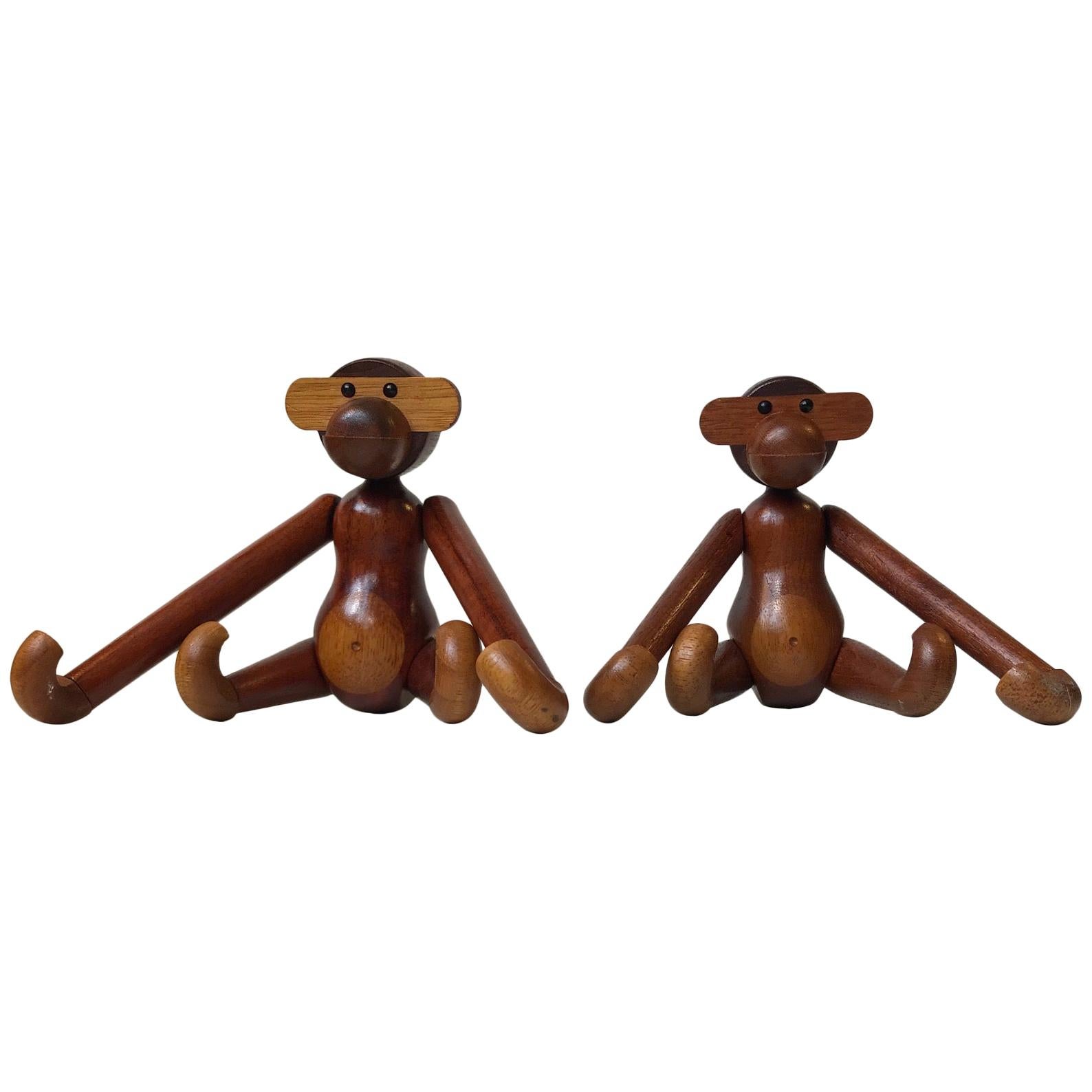 Kay Bojesen, a Pair of Vintage Monkeys with Articulated Limbs, Denmark