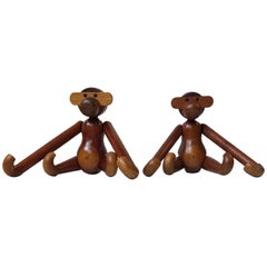 Kay Bojesen, a Pair of Vintage Monkeys with Articulated Limbs, Denmark