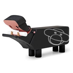 Scultura “Ippopotamo nero” di Kay Bojesen in legno di faggio, design scandinavo