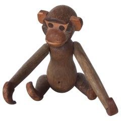 Vintage Kay Bojesen Danish Style Teak Wood Jointed Flexible Toy Baby Monkey 1960s Japan