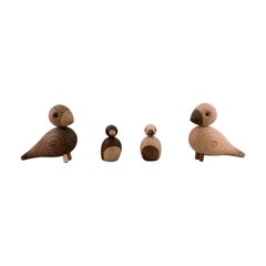Vintage Kay Bojesen, Denmark, Four Wooden Birds, Danish Design, 20th-21st Century