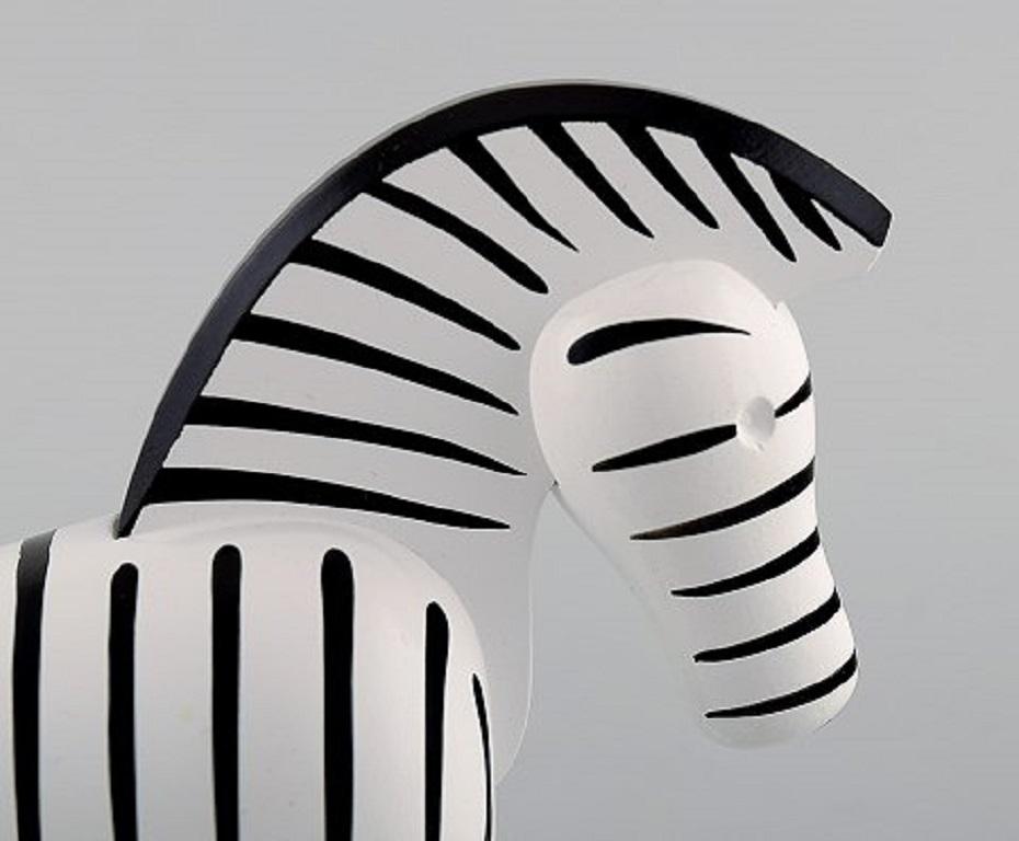 Scandinavian Modern Kay Bojesen Denmark, Hand Painted Wooden Zebra, Danish Design, 20th-21st Century