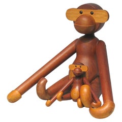 Vintage Kay Bojesen Denmark Signed Teak Monkey 