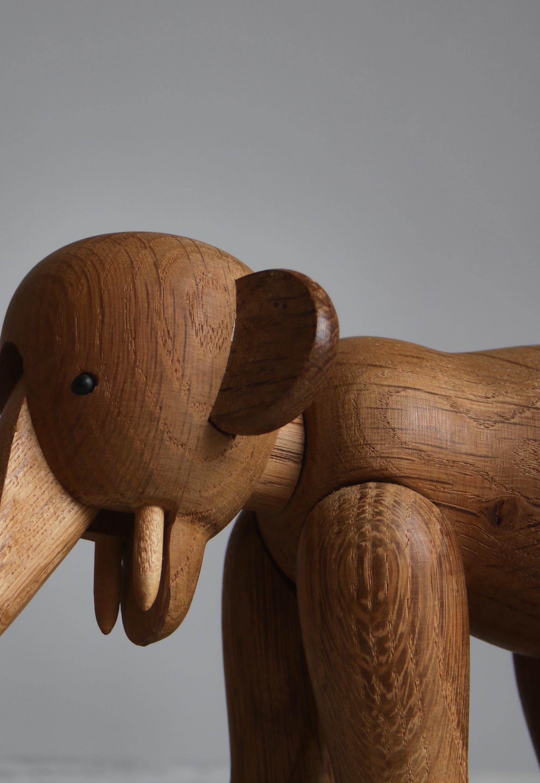 Scandinavian Modern Kay Bojesen Early Handmade Wooden Oak Elephant Children's Toy, 1950s, Denmark For Sale
