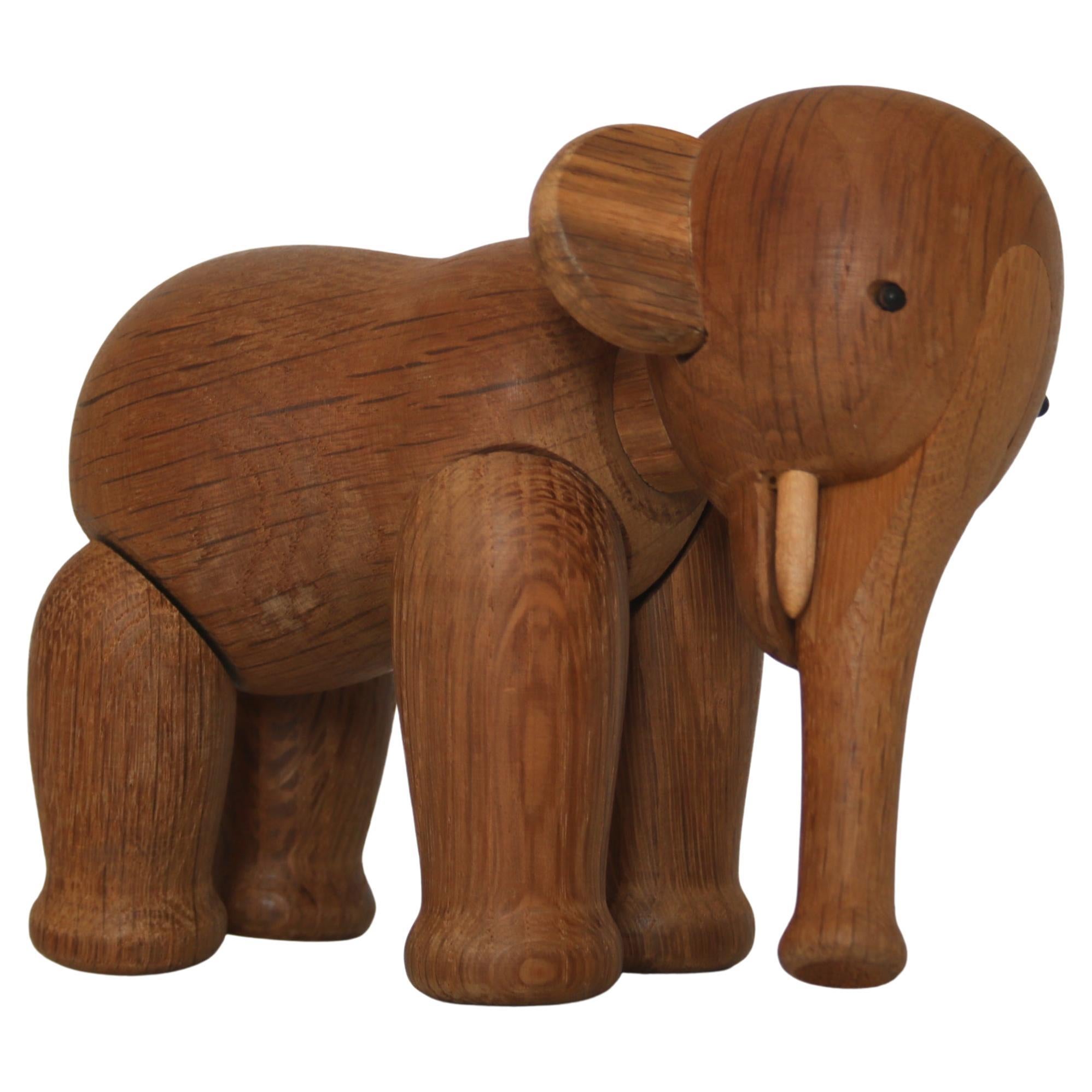 Kay Bojesen Early Handmade Wooden Oak Elephant Children's Toy, 1950s, Denmark