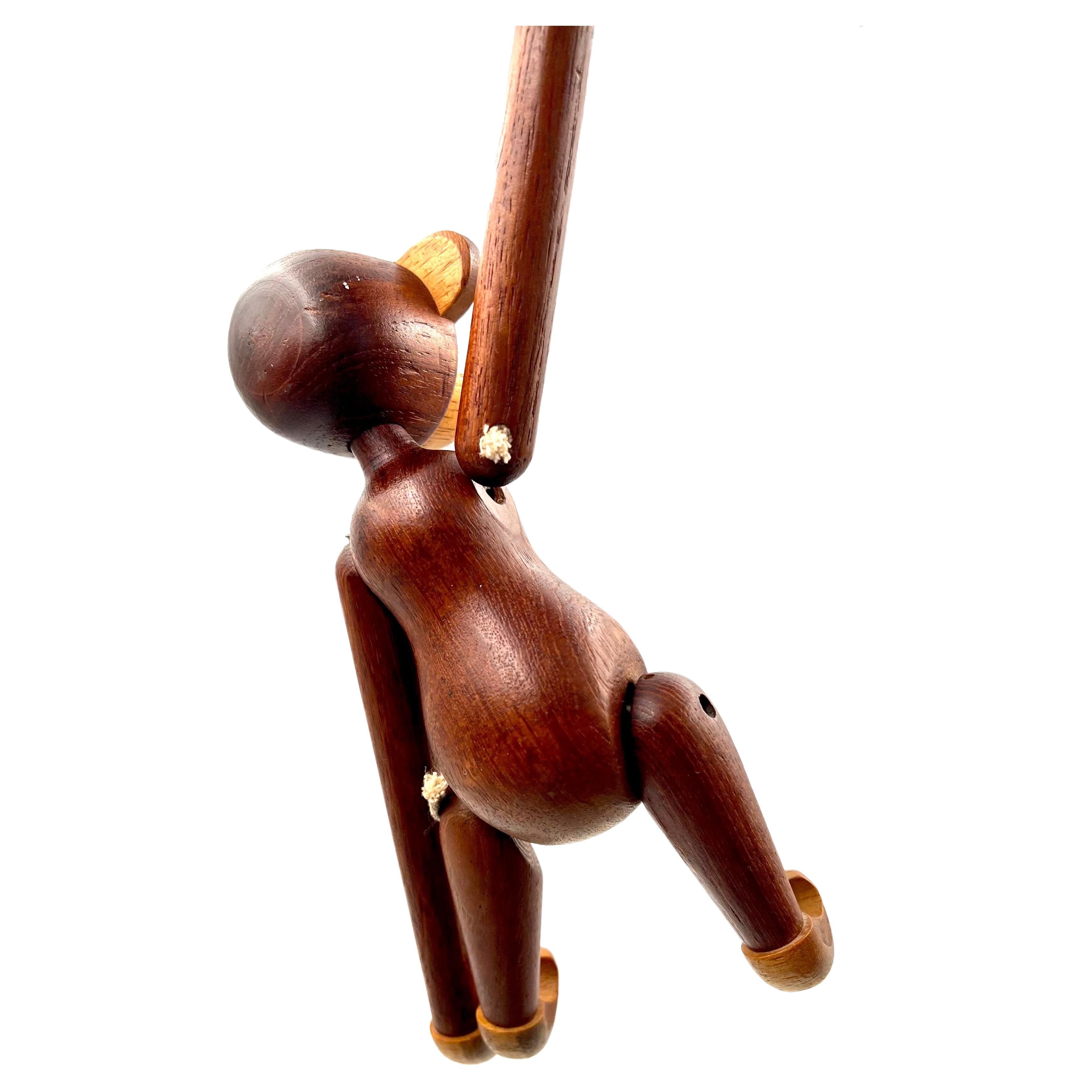 Kay Bojesen articulating and jointed teak monkey. Bought from the original owner who had it in the early 1960s. Nice color and patina the cords are loosely sold AS/IS.