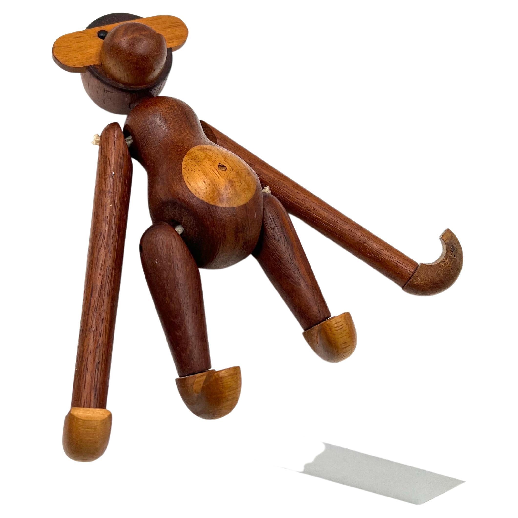 Scandinavian Modern Kay Bojesen Jointed Monkey Toy Danish Modern Teak For Sale