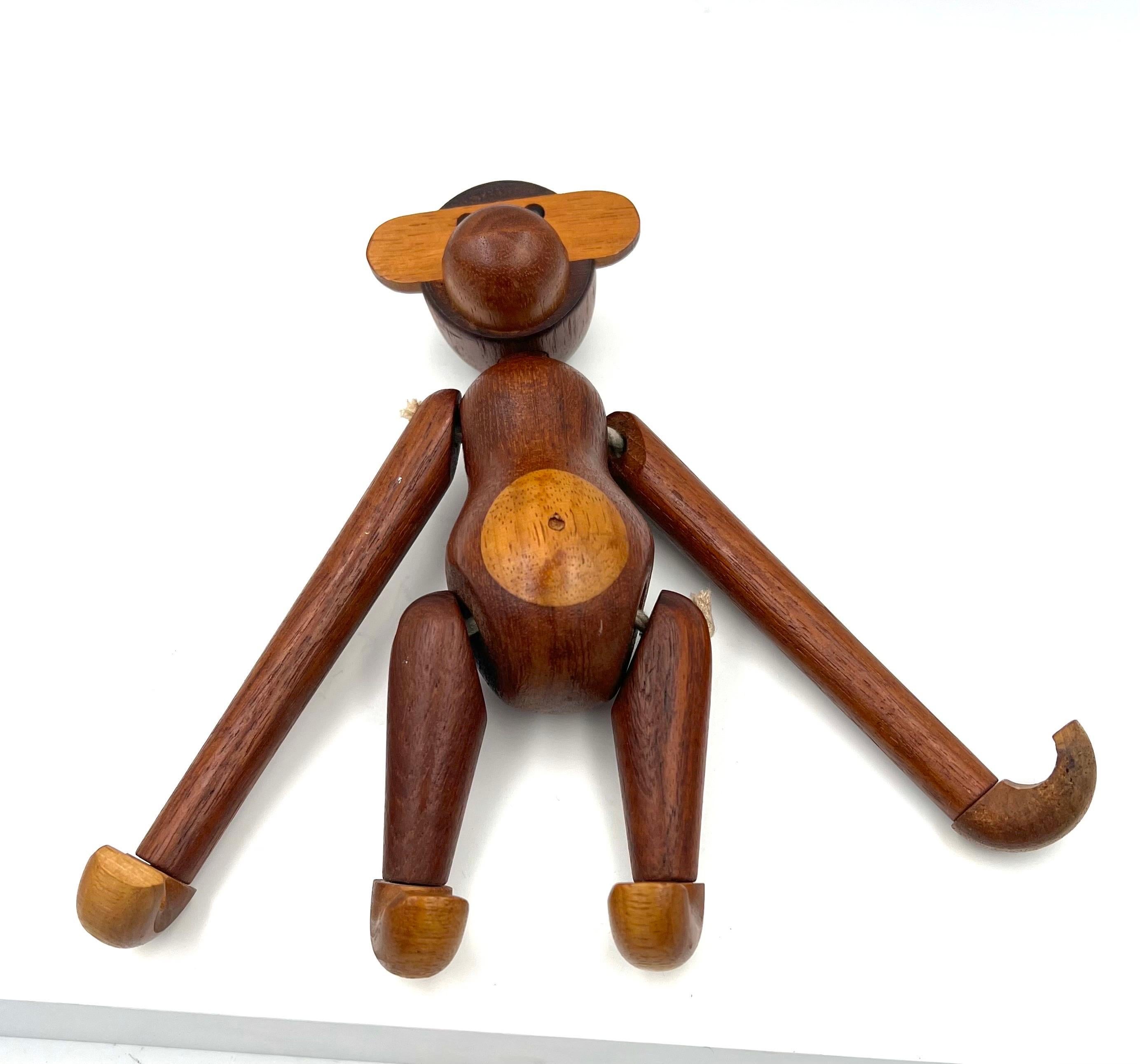 Scandinavian Modern Kay Bojesen Jointed Monkey Toy Danish Modern Teak For Sale
