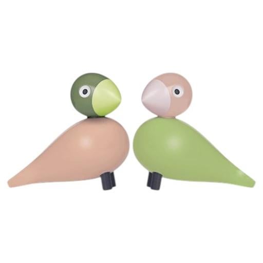 Pappagallini "Lovebirds" di Kay Bojesen, verde chiaro, in legno di faggio certificato FSC, stile scandinavo in vendita