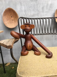 Kay Bojesen Medium to Large Scale Teak Monkey, Signed