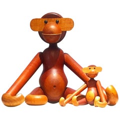 Kay Bojesen Medium to Large Scale Teak Monkey, Signed 