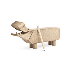 Kay Bojesen Oak Hippo Sculpture, Scandinavian Modern Design, Vietnam