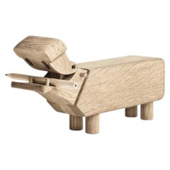Kay Bojesen Oak Hippo Sculpture, Scandinavian Modern Design, Vietnam