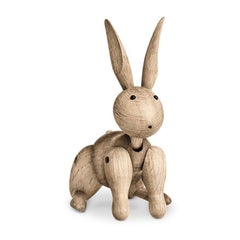 Kay Bojesen Oak Rabbit Sculpture, Scandinavian Modern Design, Vietnam