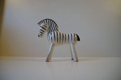Kay Bojesen Original Painted Beech Zebra Figure with Patina, 1950s Danish Modern