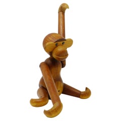 Kay Bojesen, Original Vintage Small Monkey, teck et bois de limba, 1950s, signé