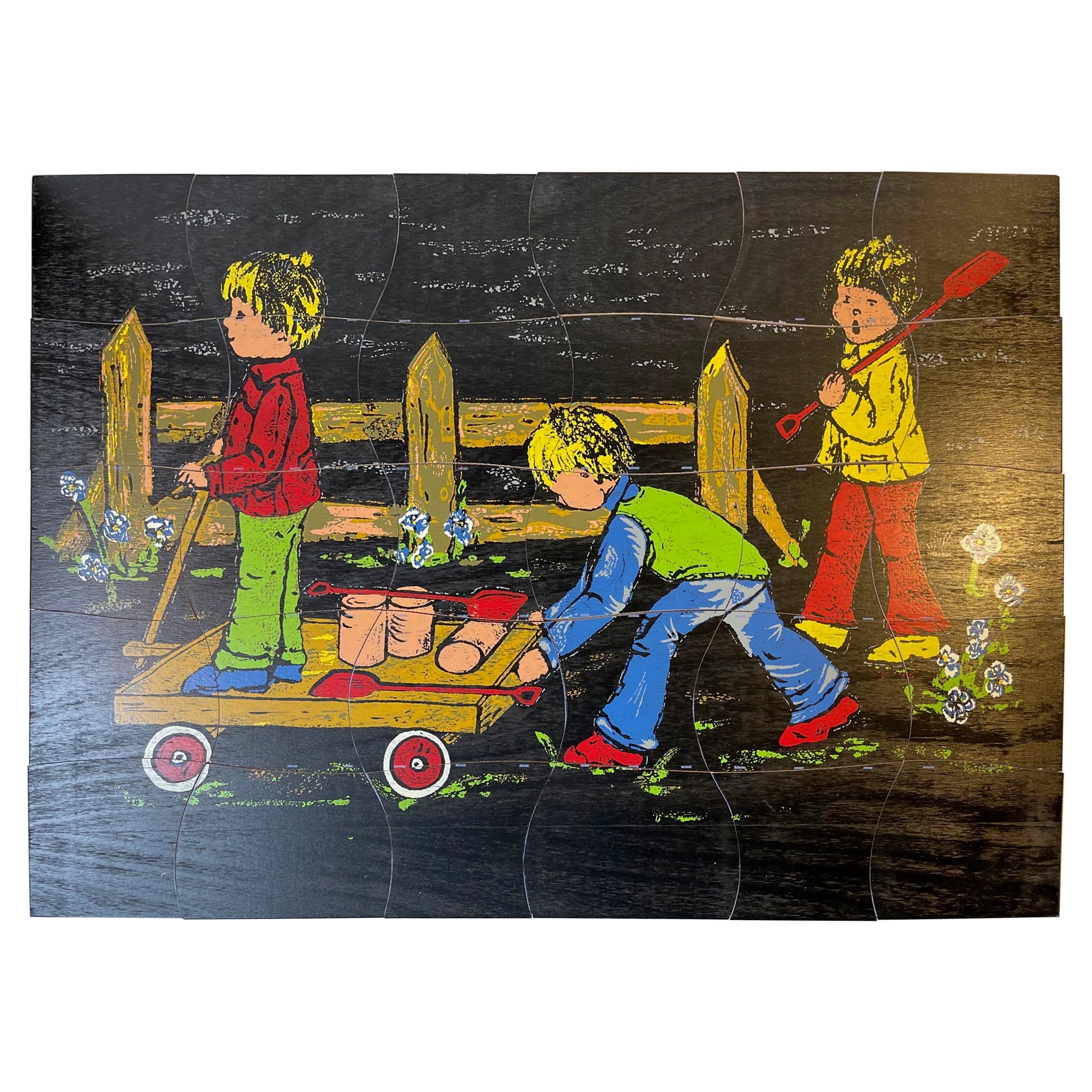 Puzzle in legno dipinto di Kay Bojesen, anni '50