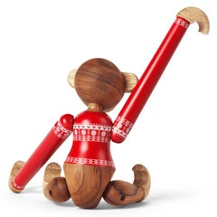 Kay Bojesen Small Teak & Limba Monkey, Christmas Jumper 2024