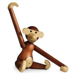 Kay Bojesen Small Monkey Sculpture, Teak & Limba Wood, Danish Design