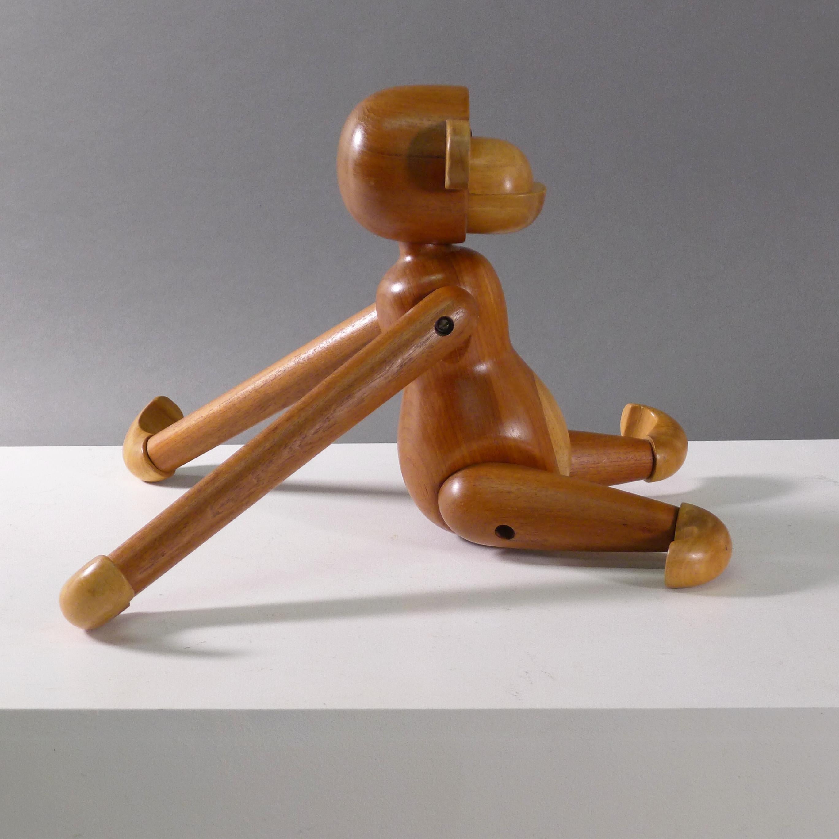 Mid-20th Century Kay Bojesen, Vintage Early Large Monkey, teak and limba wood, stamped, 1950s For Sale