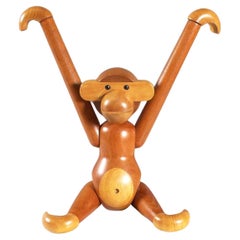 Kay Bojesen, Used Early Large Monkey, teak and limba wood, stamped, 1950s