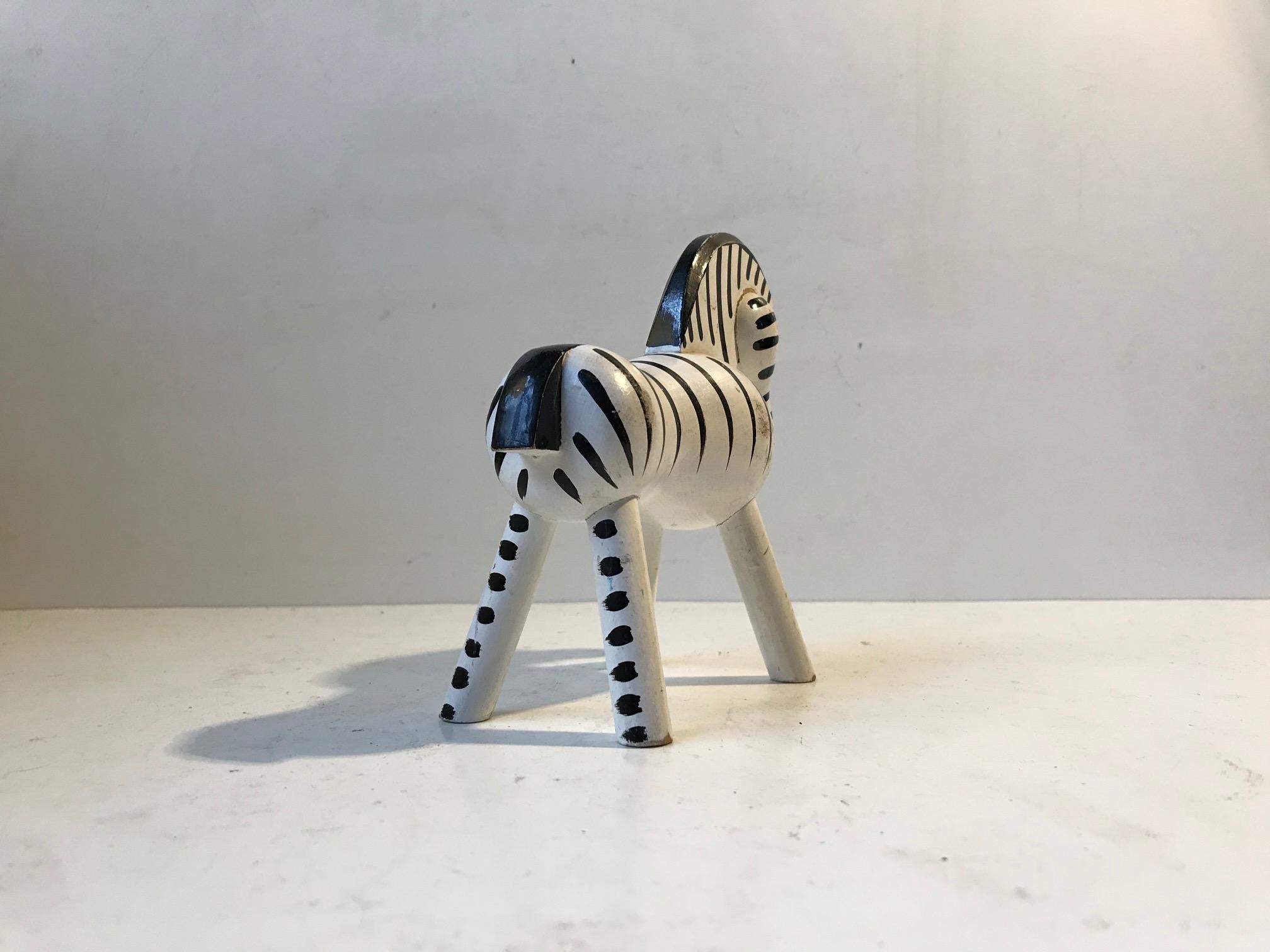 Mid-Century Modern Kay Bojesen, Vintage Painted Zebra Figure, 1950s For Sale