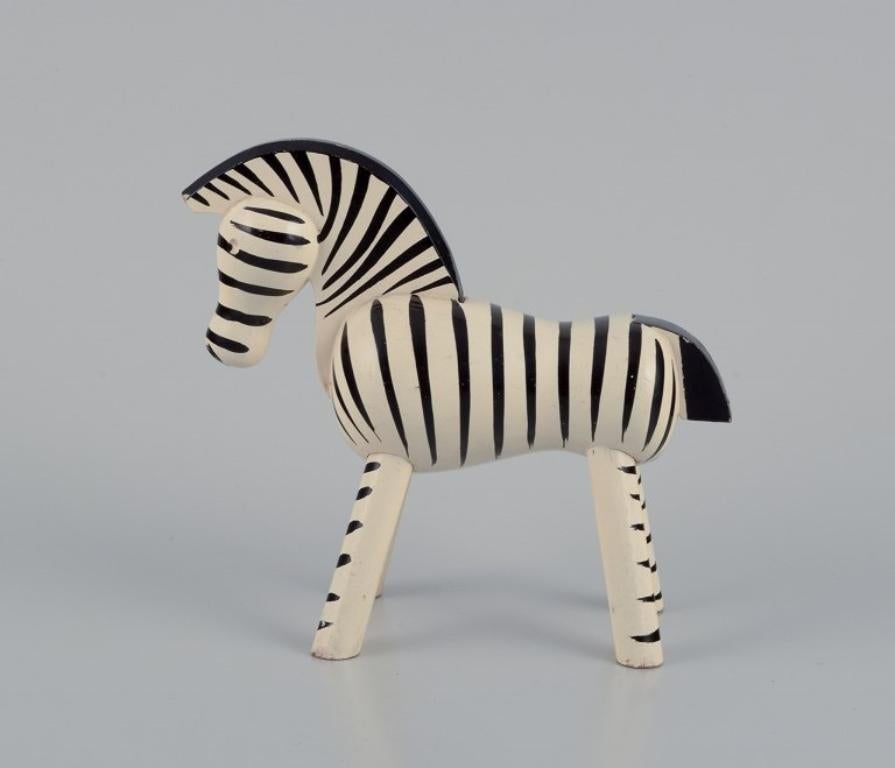 Scandinavian Modern Kay Bojesen, well-known Danish designer.  Wooden figurine of a zebra. For Sale