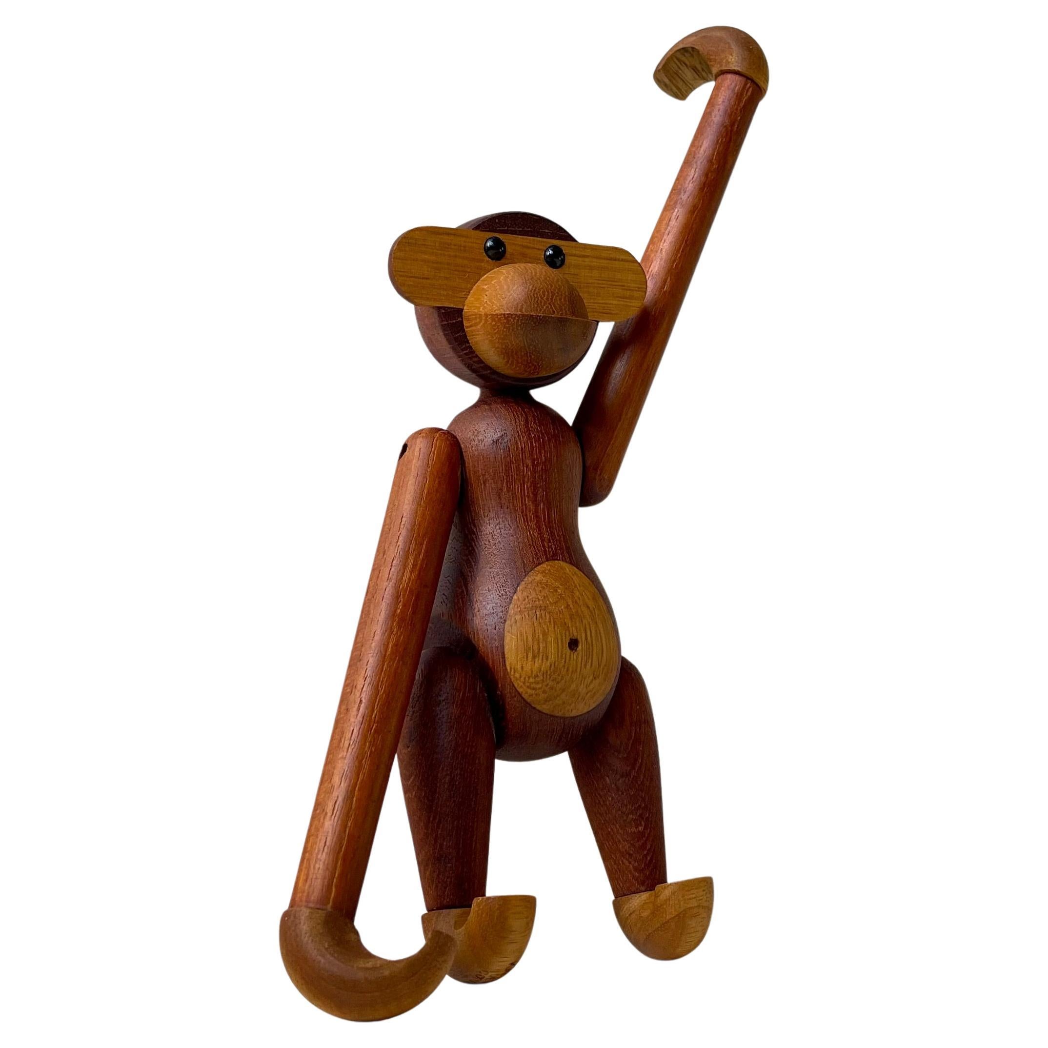 Kay Bojesen Wooden Monkey Sculpture, Teak and Limba, Denmark, 1960s For Sale