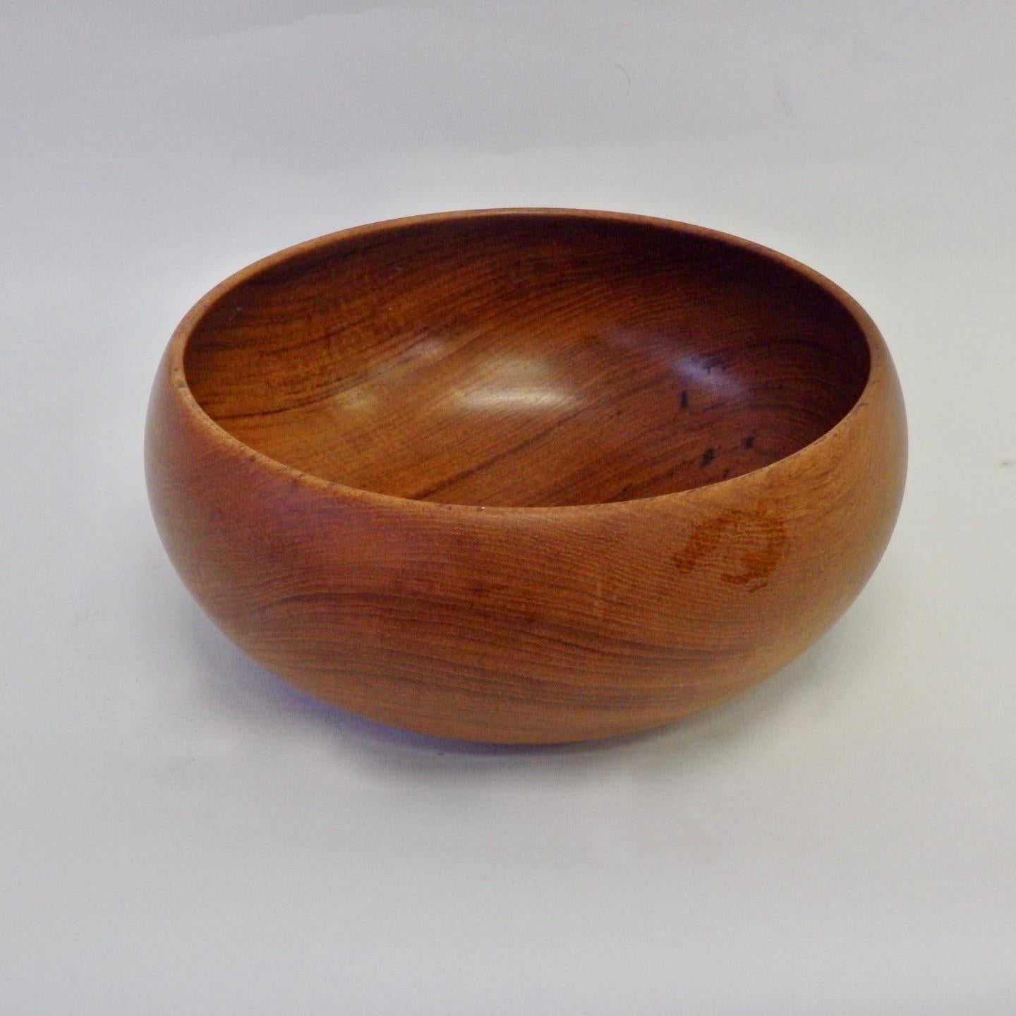 Hand-Crafted Kay Bojeson Turned Teak Wood Bowl Denmark