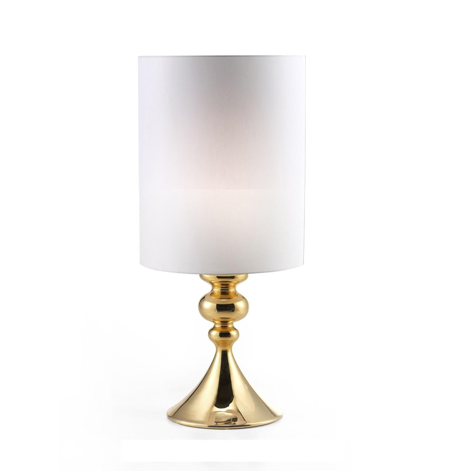 Italian KAY, Ceramic Lamp Handcrafted in 24-Karat Gold by Gabriella B. Made in Italy For Sale